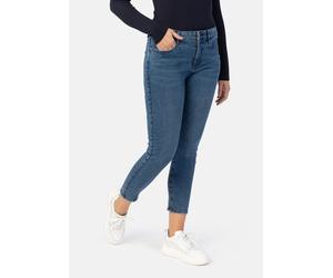 5-Pocket-Jeans STOOKER WOMEN "Florenz Denim heavy used Slim Fit Jeans", Damen, Gr. 42, Länge 28, blau (heavy used blau), Denim/Jeans, 83% Baumwolle, 16% Polyester, 1% Elasthan, slim fit lang, Jeans 5-