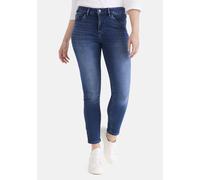 5-Pocket-Jeans STOOKER WOMEN "FLORENZ Modern Slim Fit 5-Pocket Hose", Damen, Gr. 36, Länge 28, blau (midblau used), Denim/Jeans, 63% Baumwolle, 34% Polyester, 3% Elasthan, slim fit lang, Jeans 5-Pocke