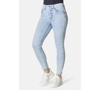 5-Pocket-Jeans STOOKER WOMEN "Rio Fexxi Move Strass Skinny Fit Jeans", Damen, Gr. 44, Länge 28, blau (blau bleached), Denim/Jeans, 83% Baumwolle, 16% Polyester, 1% Elasthan, skinny fit lang, Jeans 5-P