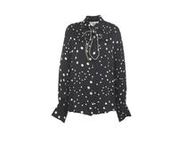 5 Progress - Animal Print Blouse With Bow Tie Collar - Größe L - schwarz