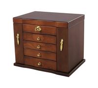 5 Schichten Groß Schmuckkasten AbschließBar Mit Spiegel Holz Schmuckbox SchmuckkäStchen Schublade Swing Out Armoire Schrank Schmuckkoffer Schmuckschatulle Schubladen Neu Tragbar Ohrringe Schatulle