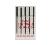 5 Standard Nähmaschinennadeln Jeans Flachkolben 130R/705H, Nr. 90-110