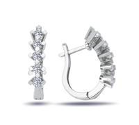 5-Steine Creolen Diamanten Brillant-Schliff Ohrringe 14 Karat Weißgold