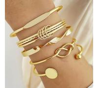 5 Stück Armband Damen Gold, Verstellbare Stapelbare Kettenarmband, Boho Modeschmuck Armbander, Mehrlagige 14K Vergoldet Armbander, Geburtstagsgeschenke für Damen Mädchen Frauen