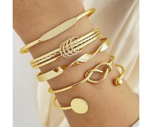 5 Stück Armband Damen Gold, Verstellbare Stapelbare Kettenarmband, Boho Modeschmuck Armbander, Mehrlagige 14K Vergoldet Armbander, Geburtstagsgeschenke für Damen Mädchen Frauen
