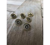 5 Stück bezaubernde kleine gold altgold Metall Knöpfe Trachten Dirndl Gewand 13mm