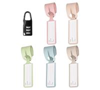 5 Stück Doppelseitige Gepäckanhänger Und 1 Stück Vorhängeschloss, Lange Makronfarbene Gepäckanhänger, Riemen, Anti-Verlorene Eranhänger, Geeignet Für Handtaschen, Koffer Und Reisetaschen.