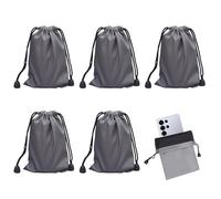 5 Stück Drawstring Aufbewahrungstasche Grau, 11x 18cm, Wasserdichtes Trockenbeutel, Spritzwassergeschützter Beutel Handy, Wiederverwendbare, Stausack Kordel Lagerung Beutel für Mobiltelefonen, Kamera