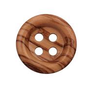 5 Stück echte Oliven Holzknöpfe 4 Loch europäische Fertigung Holzknopf tolle Maserung erhöhter Rand leicht (27mm)