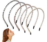 5 Stück Haarreifen Damen, Buntes Kristall Strass Stirnband, Glitzer Haarreif, Strass Haarband Kristall Haarclips Damen Haarreif, Rutschfeste Bangs Hairstyle Hairpin Stirnband für Damen Mädchen