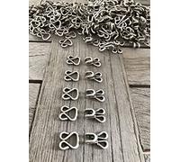 5 Stück kleiner silber antik stabil Verschluss zum Annähen Haken Öse Augen Metall 25mmx11mm Jacke Mantel