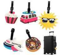 5 Stück Kofferanhänger Silikon, Gepäckanhänger aus PVC mit Namen, Niedliche Cartoon-Kofferanhänger, Koffer Anhänger, Wasserdichte PVC-Weichgummi-Kofferanhänger für Reisetaschen Koffer Rucksäcke