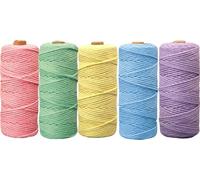 5 Stück Makramee Garn 3mmx50m, BetterJonny Baumwoll Bastelschnur Makramee Baumwollgarn 3mm Baumwollkordel Natur Bunte Baumwoll-Bastelschnur für Basteln Stricken Aufhängen DIY Handwerk-5 Farben(C)