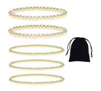 5 Stück Perlenarmbänder Und 1 Schmuckbeutel, Armbandset, Goldarmband, Stretcharmband, Damenarmband, Modisches Schlichtes Armband