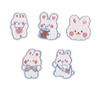 5 Stück schöne Reparaturflicken zum Aufbügeln, bestickte Flicken, Cartoon Hasen, zum Aufnähen, dekorative Applikationen für Kleidung