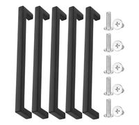 5 Stück schwarze Türgriffe, 10 Stück Flachkopfschrauben, Schubladengriffe, Schrankgriffe, Kleiderschrank-Türgriffe, Schubladengriffe aus Metall, Art-Deco-Griffe, Küchentürgriffe (160 mm)
