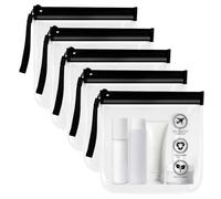 5 Stück Zip Beutel Flugzeug, 20x20cm Flughafen Zugelassener Handgepäck Flüssigkeiten, Kulturbeutel Transparent, Reise Kosmetiktasche Durchsichtiger, Wasserdicht Auslaufsicher Beutel mit Griff