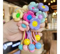 5 Stücke/1 Stück Candy-farbene Blumen Haargummis, süße doppelseitige elastische Haargummis, schonende Haaraccessoires, bunte Bommel Haargummis, hohe E