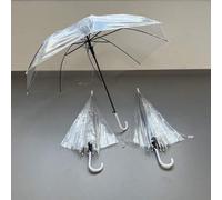 5 Stücke 8-Rippen transparenter verstärkter Regenschirm, unisex automatischer Regenschirm, langer Griff, kreativ frischer Stil, geeignet für Werbung,