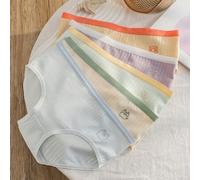 5 Stücke Damen Baumwoll-Unterhosen, einfache Einfarbige süße Wäsche, Höschen mit Baumwollschritt in mittlerer Bundhöhe