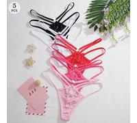 5 Stücke Damen Süße & Romantische Französische Art Tiefsitzende Bequeme Bikini String Höschen