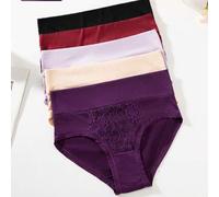 5 Stücke Große Größen Spitzen-Unterwäsche mit hoher Taille, bequeme, atmungsaktive Höschen mit voller Abdeckung für Frauen, geeignet für alle Jahresze