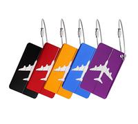 5 Stücke Kofferanhänger Aluminium, Gepäckanhänger aus Metall mit Edelstahlschnur und Wasserdichtem PVC Namensschild, Kofferanhänger mit Adressschild Luggage Tags für Gepäck, Rucksäcke, Reisen