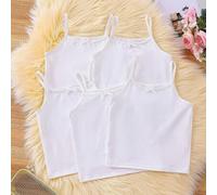 5 Stücke/Packung Kleine Mädchen Casual Milch Seide Stoff Einfache Camisole Weste Mit Schleife, Bequem & Geeignet Für Oberbekleidung