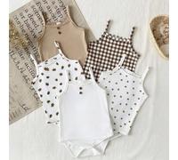 5 Stücke/Set Baby Mädchen Sommer Floral & Karomuster Strick Ärmellose Strampler