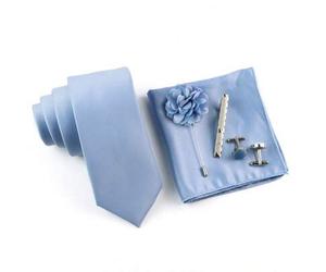 5 Stücke/Set Herren Business Formelle Krawatte & Einstecktuch & Manschettenknöpfe & Anstecknadel & Krawattennadel Kombination Anzug, Hochzeit & Party