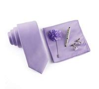 5 Stücke/Set Herren Business Mode Krawatte & Einstecktuch & Manschettenknöpfe & Anstecknadel & Krawattennadel Kombination Anzug, Hochzeit & Party Esse