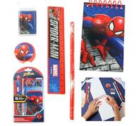 5-teiliges Spiderman-Schreibwaren-Set für Kinder, A5-Notizbuch, Radiergummi, Bleistift, Lineal, Spitzer, Marvel-Geschenke für Jungen ab 3 Jahren