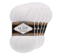 5 x 100 g ALIZE Lanagold 49% Wolle Strickgarn Winterwolle Schurwolle Farbwahl, Farbe:weiß