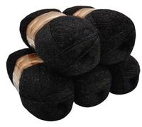 5 x 100 g Angora gold simli Glitzerwolle, Effektwolle einfarbig, 500 Gramm Metallic - Wolle mit 20% Woll-Anteil (schwarz 60)