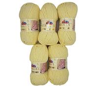 5 x 100 Gramm Himalaya Dolphin Strickwolle, Babywolle , 500 Gramm Wolle Super Bulky (hell gelb 80302)