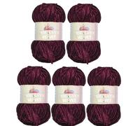 5 x 100 Gramm Himalaya Velvet Micro-Polyester Strickwolle, Babywolle, Babywolle, Babywolle, Babywolle, beere 90039