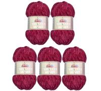 5 x 100 Gramm Himalaya Velvet Micro-Polyester Strickwolle, Babywolle samtig 500 Gramm Wolle (bordeaux 90010)