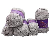 5 x 100 Gramm Himalaya Velvet Micro-Polyester Strickwolle, Babywolle samtig 500 Gramm Wolle (grau 90057)