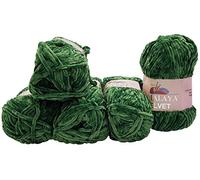 5 x 100 Gramm Himalaya Velvet Micro-Polyester Strickwolle, Babywolle samtig 500 Gramm Wolle (grün 90060)