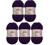 5 x 100 Gramm Himalaya Velvet Micro-Polyester Strickwolle, Babywolle samtig 500 Gramm Wolle (lila 90028)
