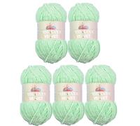 5 x 100 Gramm Himalaya Velvet Micro-Polyester Strickwolle, Babywolle samtig 500 Gramm Wolle (mint 90007)