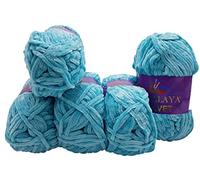 5 x 100 Gramm Himalaya Velvet Micro-Polyester Strickwolle, Babywolle samtig 500 Gramm Wolle (türkis 90035)