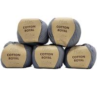 5 x 100 Gramm Ilkadim Export Cotton Royal Baumwollgarn, 500g Strickwolle, Strickgarn 100% Baumwolle einfarbig (grau 18-724)