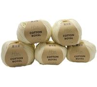 5 x 100 Gramm Ilkadim Export Cotton Royal Baumwollgarn, 500g Strickwolle, Strickgarn 100% Baumwolle einfarbig (creme 18-702)