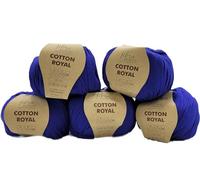 5 x 100 Gramm Ilkadim Export Cotton Royal Baumwollgarn, 500g Strickwolle, Strickgarn 100% Baumwolle einfarbig (royal blau 18-712)