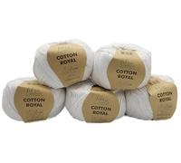 5 x 100 Gramm Ilkadim Export Cotton Royal Baumwollgarn, 500g Strickwolle, Strickgarn 100% Baumwolle einfarbig (weiss 18-701)