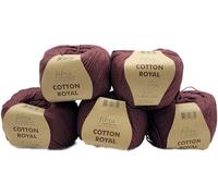 5 x 100 Gramm Ilkadim Export Cotton Royal Baumwollgarn, 500g Strickwolle, Strickgarn 100% Baumwolle einfarbig (kastanie 18-731)