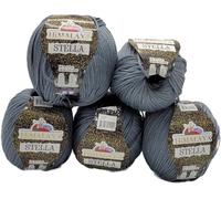 5 x 100 Gramm Ilkadim Export Stella Viskose Strickgarn mit Glitzer, Glitter Strickwolle einfarbig, 500g Viskosegarn (dunkelgrau 46030)