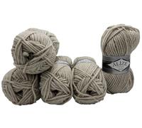 5 x 100 Gramm Ilkadim Export Superlana Maxi Strickgarn einfarbig, 500 Gramm Strickwolle, Häkelgarn 75% Acryl 25% Wolle, extra dick (natur 152)