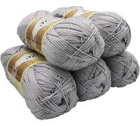 5 x 100 Gramm Strickgarn Ilkadim Export Diva einfarbig, 500 Gramm merzerisierte Strickwolle microfiber-Acryl (grau 168)